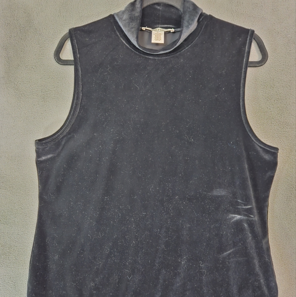 Clothes Womens XL Mockneck Velvet Shirt Sleeveless Black Camisole